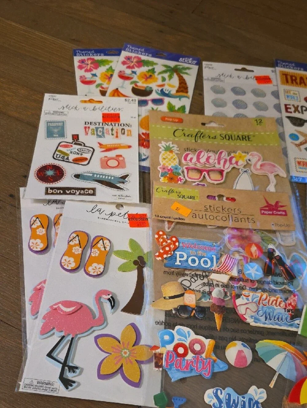 Assorted Summer/ Beach/ Vacation Stickers - 23 Packs. Scrapbooking/ Craft NEW